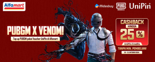PUBG Mobile x Venom – Top Up PUBG Mobile Pakai Voucher UniPin di Alfamart CASHBACK hingga 25% UniPin Credits!